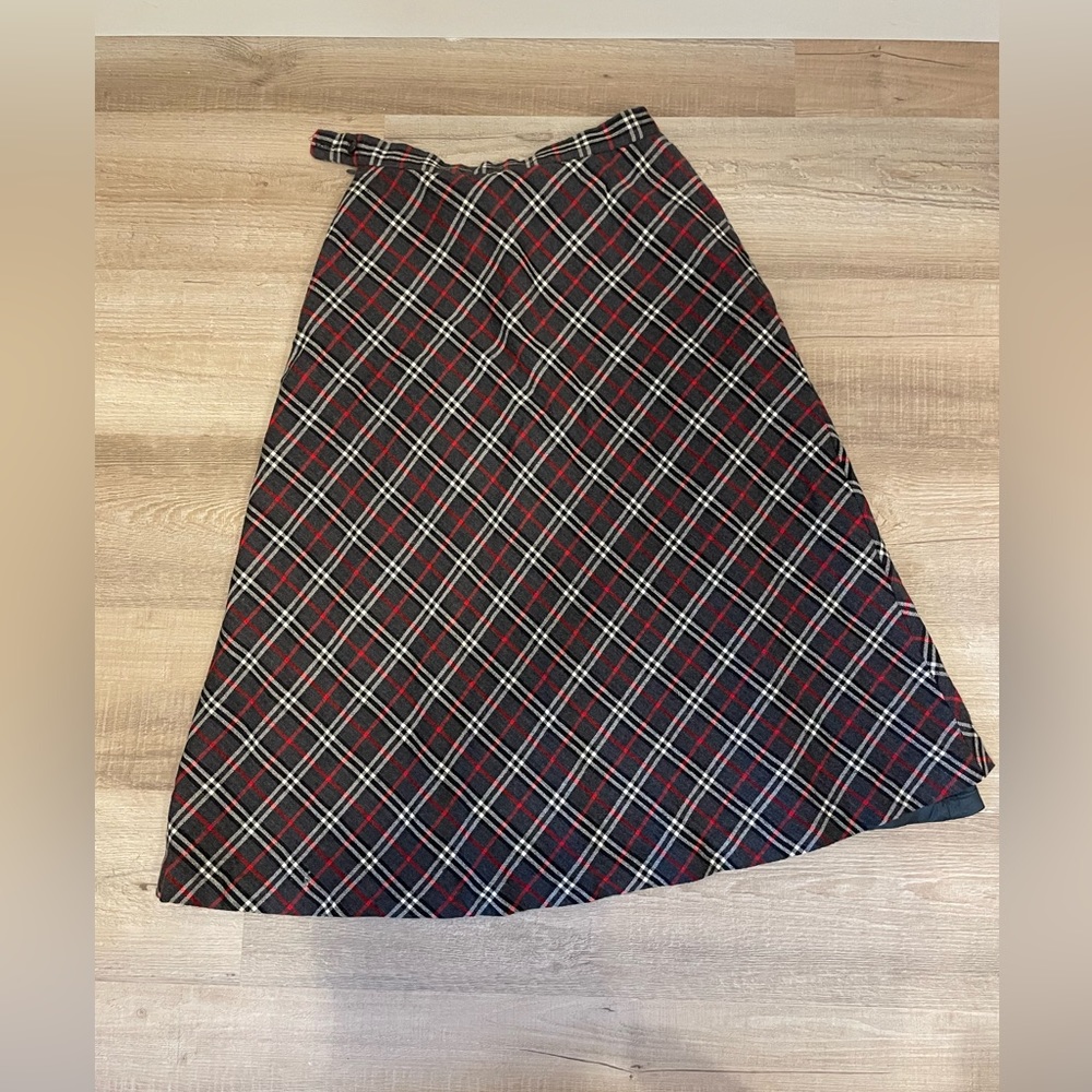 Talbot Plaid Wool Midi Skirt